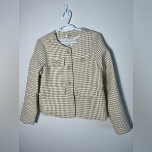 Cream and beige blazer NWT with gold shimmer S/M